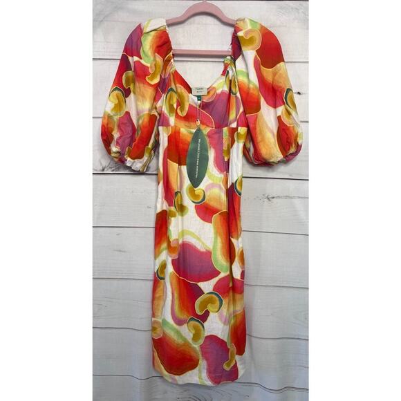Farm Rio Size XS NWT Cashew Juice Midi Dress MSRP $195